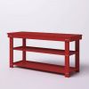 Red Wooden 2-Shelf Shoe Rack Storage Bench for Entryway or Closet