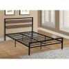 Full Size Industrial Metal Platform Bed Frame with Wood Panel Headboard