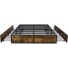 Queen Metal Wood Platform Bed Frame with 4 Storage Drawers - 800 lbs Max Weight