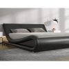 Full Modern Black Faux Leather Upholstered Platform Bed Frame with Headboard