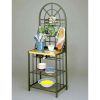 Black Steel Bakers Rack with Utility Hooks and Storage Shelving