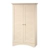 Louver 2-Door Storage Cabinet Bed Bath Armoire Wardrobe in Antique White