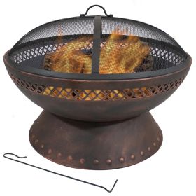 25 Inch Copper Chalice Steel Fire Pit with Spark Screen