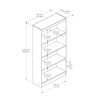 White 4-Shelf Bookcase with 2 Adjustable Shelves