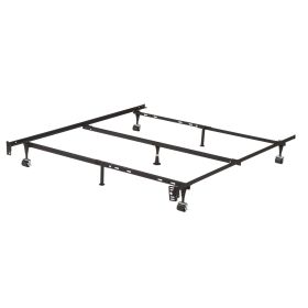 Twin, Full, Queen Sturdy Black Metal Adjustable Bed Frame w/Headboard Brackets