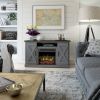 FarmHouse Rustic Grey/Espresso TV Entertainment Electric Fireplace