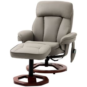 Adjustable Grey Brown Faux Leather Electric Remote Massage Recliner Chair w/ Ottoman