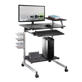 Mobile Compact Computer Cart Desk with Keyboard Tray