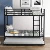 Twin over Twin Bunk bed with Trundle Bed in Black Metal Finish