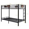 Twin over Twin Heavy Duty Metal Bunk Bed in Black with Side Ladder