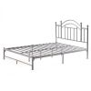 Twin Metal Platform Bed Frame with Headboard in Silver Finish