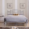 Twin Metal Platform Bed Frame with Headboard in Silver Finish