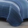 Twin Size Coastal Blue Stripe Reversible  Cotton Quilt Set