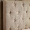 Twin Size Ivory Beige Fabric Upholstered Button Tufted Headboard