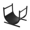 Modern Classic Black Steel Firewood Rack Log Holder for Indoor or Outdoor Use