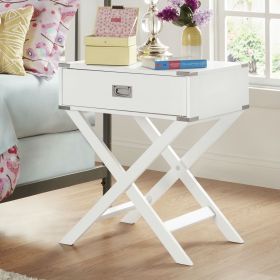 White Modern Bedroom Decor 1-Drawer Bedside Table Nightstand End Table