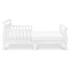 White Wooden Modern Toddler Sleigh Bed with Slatted Guard Rails