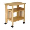 3-Shelf Folding Wood Printer Stand Cart in Natural with Lockable Casters