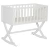 Solid Wood Rocking Baby Glider Cradle with Crib Mattress in White Finish