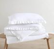 King Size White Ruffled Edge Microfiber Comforter Set