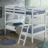 Twin over Twin Wooden Bunk Bed with Ladder in White Wood Finish