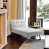 White Modern Faux Leather Chaise Lounge Recliner Sleeper Sofa