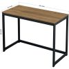 Modern Home Office Laptop Computer Desk Table with Black Metal Frame Wood Top