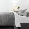 Full 8-Piece Microfiber Baffle-Box Reversible Bed-in-a-Bag Comforter Set in Grey