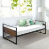 Twin Modern Wood Metal Daybed Frame with Steel Slats