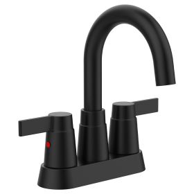 Bathroom Faucet Matt Black 2-Handle Bathroom Sink Faucet 360 Degree High Arc Swivel Spout Centerset 4 Inch Vanity Faucet Bathroom Faucet 3 Holes Lavat