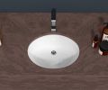 19"x16" White Ceramic Oval Undermount Bathroom Sink with Overflow