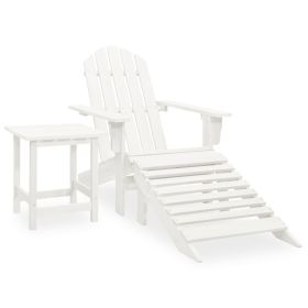 Patio Adirondack Chair with Ottoman&Table Solid Fir Wood White