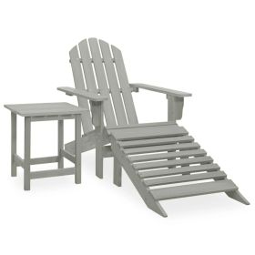 Patio Adirondack Chair with Ottoman&Table Solid Fir Wood Gray