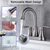 2-Handle 4-Inch Brushed Nickel Bathroom Faucet, Bathroom Vanity Sink Faucets with Pop-up Drain and Supply Hoses