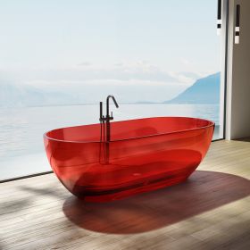 69 inch Transparent red solid surface bathtub for bathroom