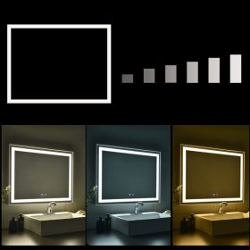 LED Bathroom Mirror with Lights, Front and Backlit Lighted Vanity Mirror for Bathroom Wall, Dimmable Anti-Fog LED Vanity Mirror with 3 Colors