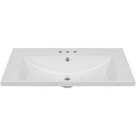 30" Single Bathroom Vanity Top with White Basin, 3-Faucet Holes, Ceramic