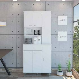 Kitchen Pantry Piacenza, Double Door Cabinet, White Finish