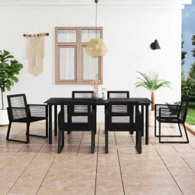 7 Piece Patio Dining Set PVC Rattan Black