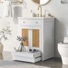 24" Bathroom vanity with Single Sink; White Combo Cabinet Undermount Sink; Bathroom Storage Cabinet; Solid Wood Frame; Pull-out footrest