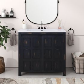 36" Bathroom Vanity Organizer with Sink; Combo Cabinet Set; Bathroom Storage Cabinet; Retro Espresso