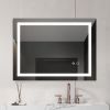 LED Lighted Bathroom Wall Mounted Mirror with High Lumen+Anti-Fog Separately Control+Dimmer Function