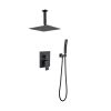 Matte Black Shower Set System Bathroom Luxury Rain Mixer Shower Combo Set Ceiling Mounted Rainfall Shower Head Faucet