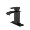 Single lever waterfall bathroom sink faucet