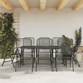 9 Piece Patio Dining Set Anthracite Metal Mesh