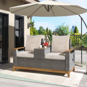 U_Style Outdoor Comfort Adjustable Loveseat,Armrest With Storage Space With 2 Colors,Suitable For Courtyards, Swimming Pools And Balconies, etc.