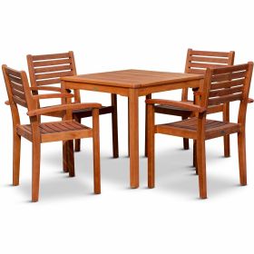 5-Piece Eucalyptus Dining Set, Natural Oil Finish