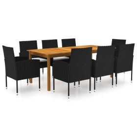 9 Piece Patio Dining Set Black