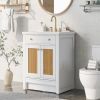 24" Bathroom vanity with Single Sink; White Combo Cabinet Undermount Sink; Bathroom Storage Cabinet; Solid Wood Frame; Pull-out footrest