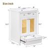 24" Bathroom vanity with Single Sink; White Combo Cabinet Undermount Sink; Bathroom Storage Cabinet; Solid Wood Frame; Pull-out footrest